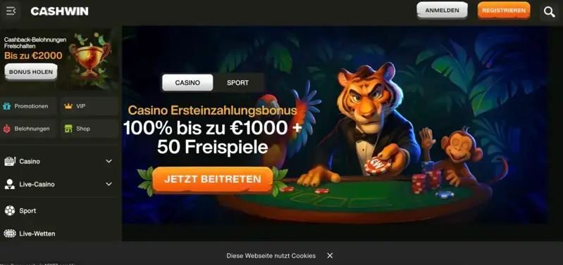 Das Cashwin Casino bietet einen 1000€ Willkommensbonus als Alternative.