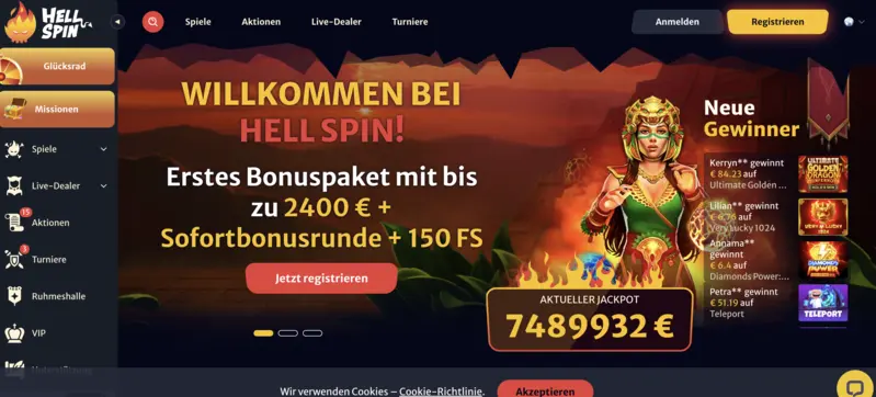Hellspin Casino als Alternative zu Platin Casino.