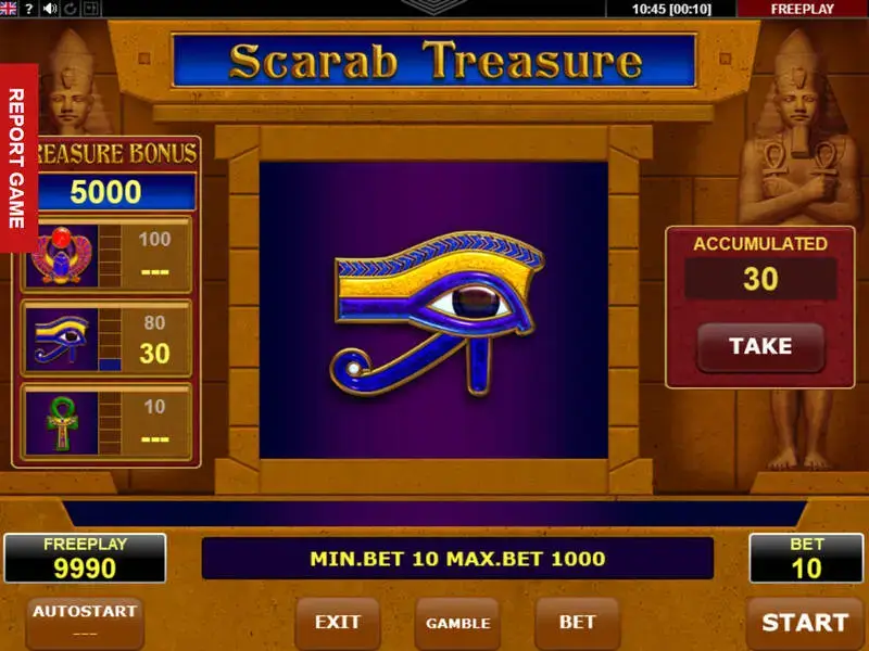 Der Slot Scarab Treasure im Pharaoh-Stil.